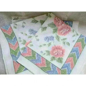 Set of 4-Floral/Chevron Napkins